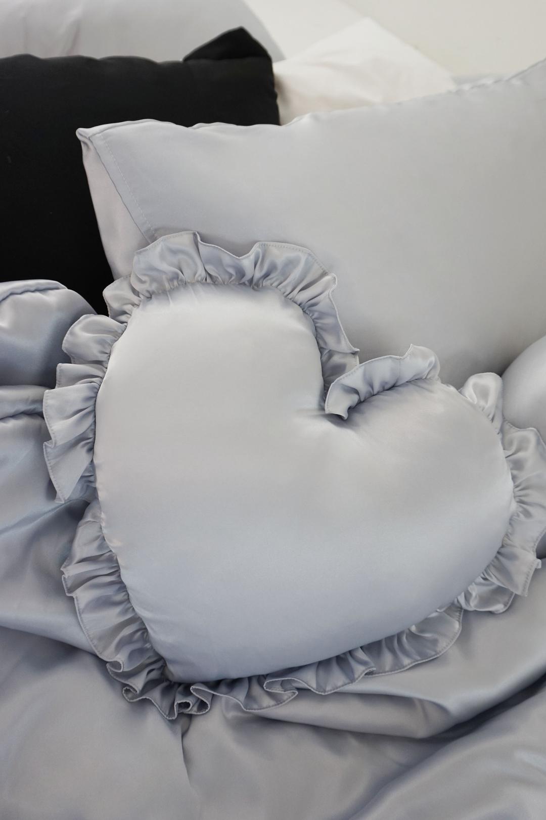 Heart Satin Frill Ruffle 쿠션커버 24colors