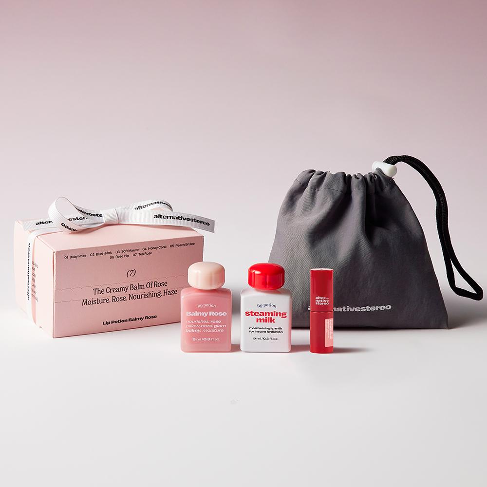 [단독+포장] 립 포션 바미로즈(택 1)+스티밍 밀크 본품 +(증정)바미 로즈 2ml+그레이 파우치