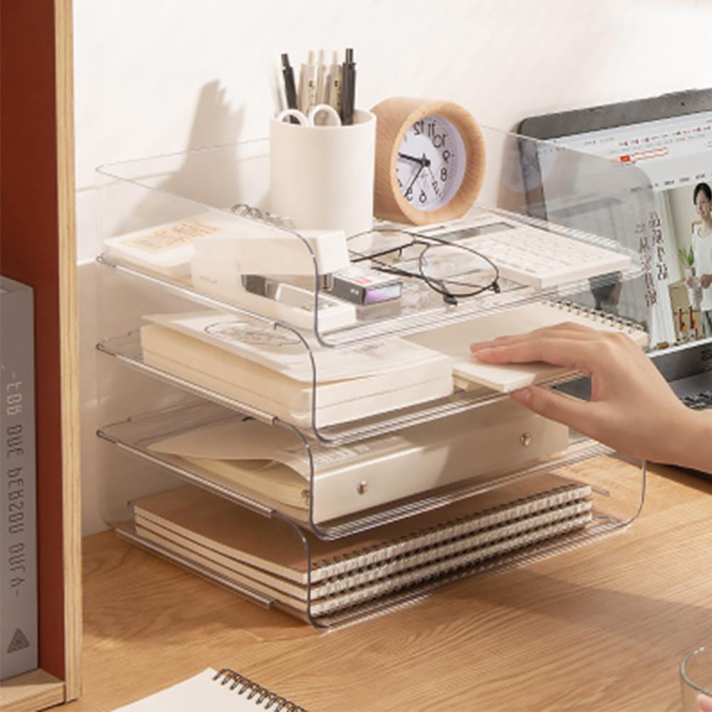 서류 정리 선반 파일 꽂이 책상 정리함 문서 트레이 사무실 사무용 종이 박스 투명 A4