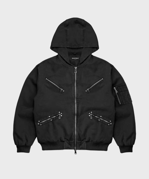 SP 웨스턴 후드 코튼 봄버 자켓 블랙