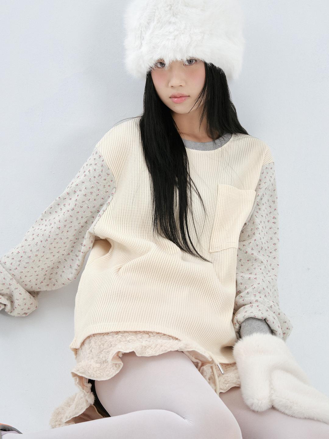 flower waffle long sleeve (cream)