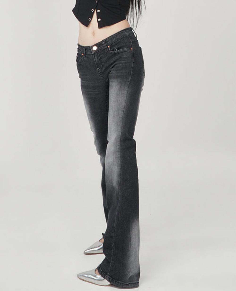 013 side heel washed low boots cut denim