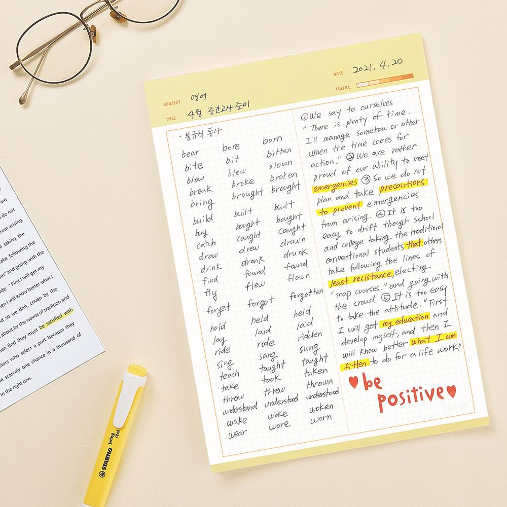 (8종세트) 테이블토크 컬러 에너지 노트패드 B5 그리드 심플 베이직 모눈 수학 오답 노트 공시생 대학생 필기