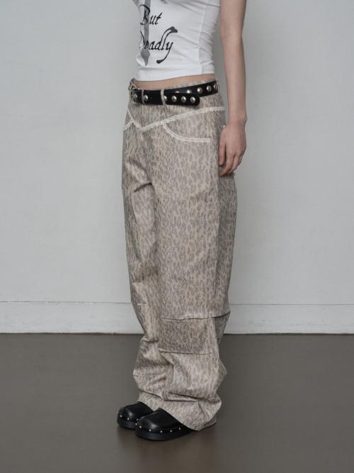 PYTHON LACE  PANTS / BEIGE