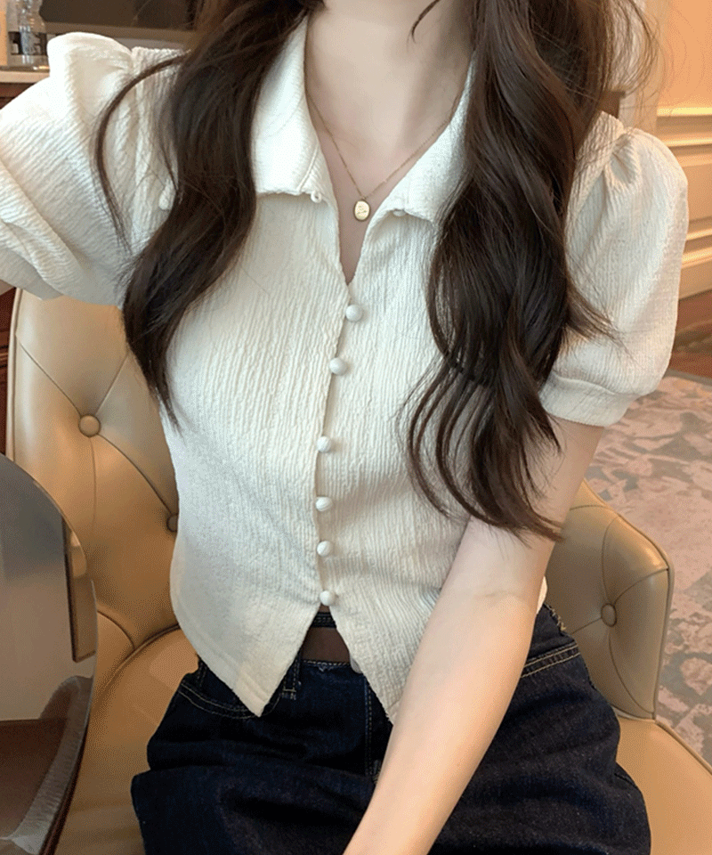 포레 콩버튼 카라 셔츠