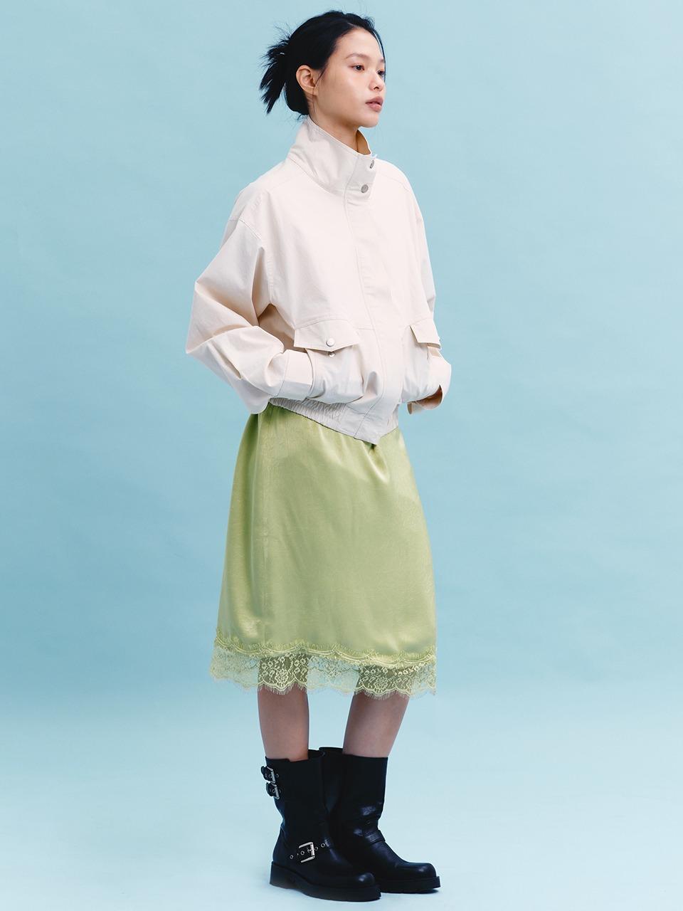 LACE JACQUARD SKIRT (OLIVE)