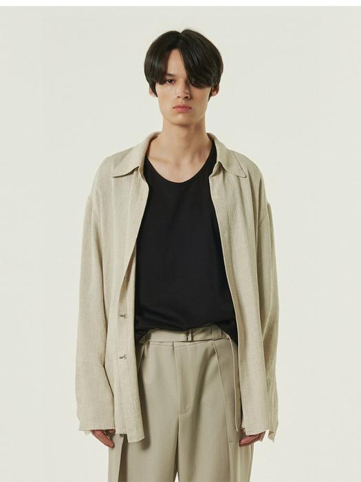 anti-wrinkle linen cut-off shirt Beige