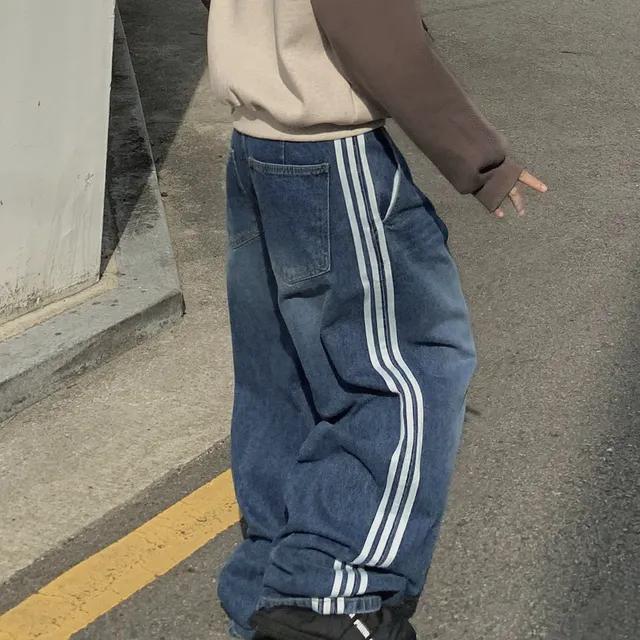 와이드 벌룬 데님팬츠 트랙팬츠 청바지 롱 빅사이즈 통넓은 통큰바지 데님청바지 스트릿룩