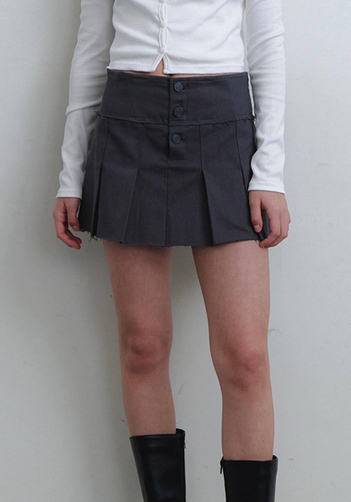 damage cutting pleats skirt - grayish chacoal