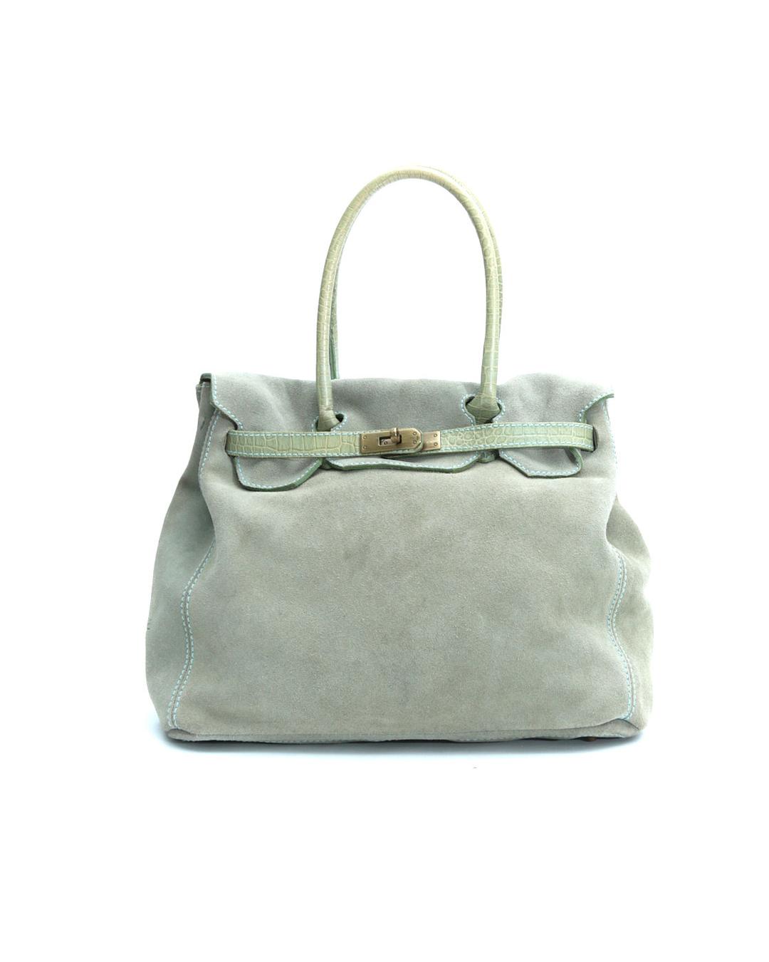 LIGHT GREEN SMALL FIRKIN BAG / BRONZE HARDWARE - Anemonia