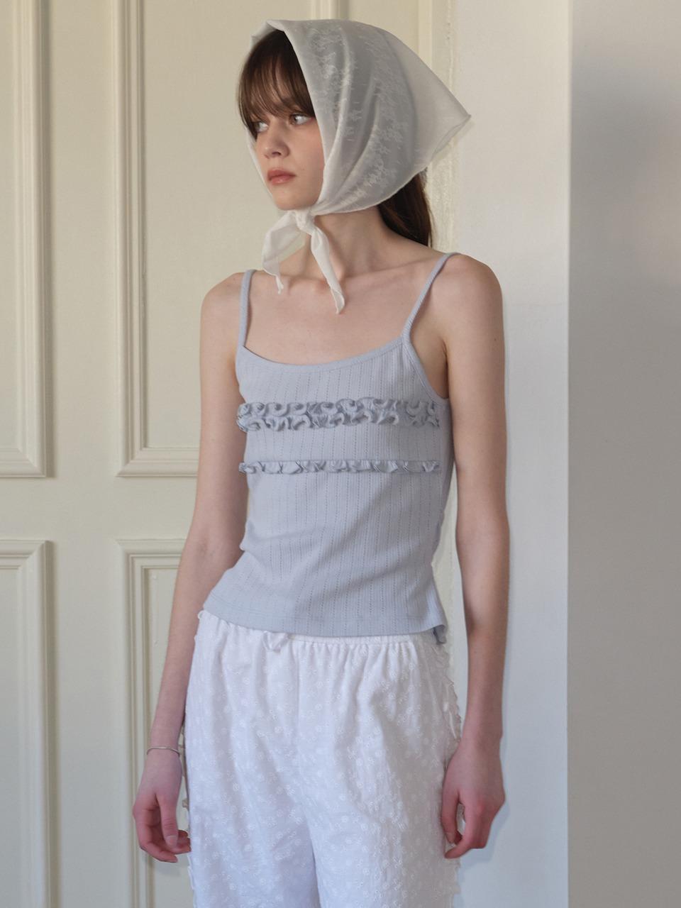 FRILL RIBBON TANK TOP (LIGHT BLUE)