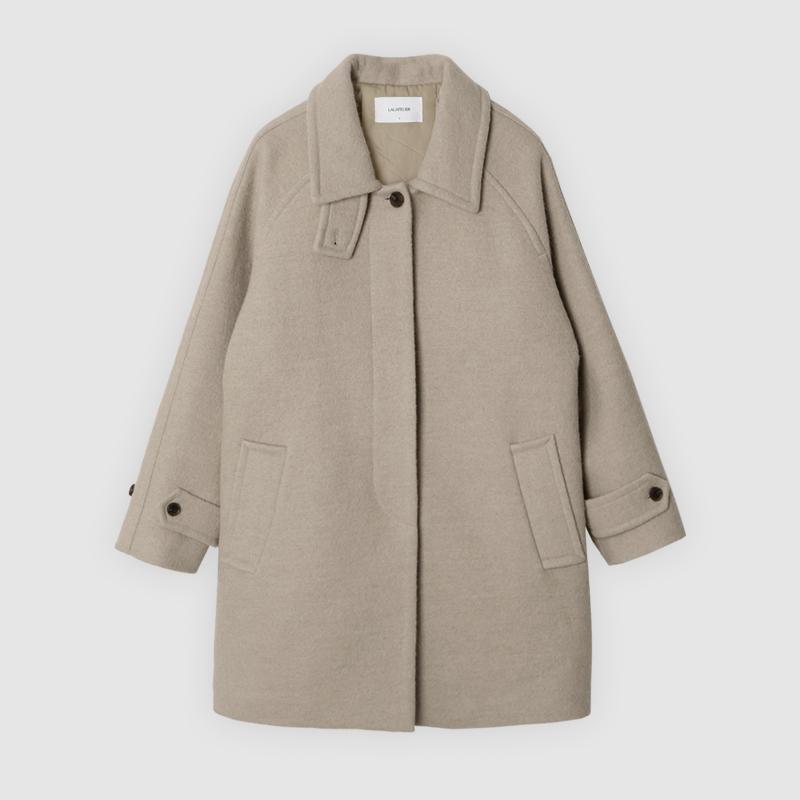 로렌하이 [전품목어텀세일🎉][LAUATELIER] Soft boucle wool half coat (Ash beige)