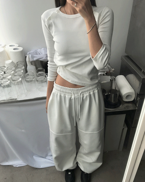 위크어스 [restock] 7부 버튼 티셔츠