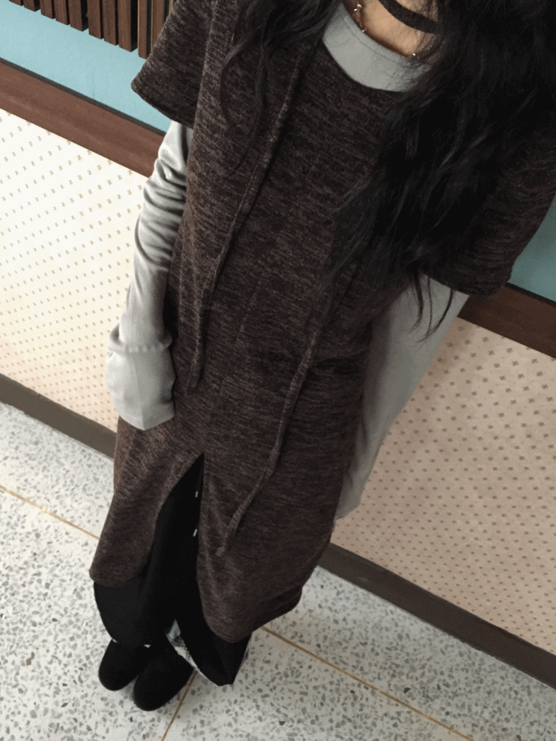 모래하우스 헤더 슬릿 원피스set