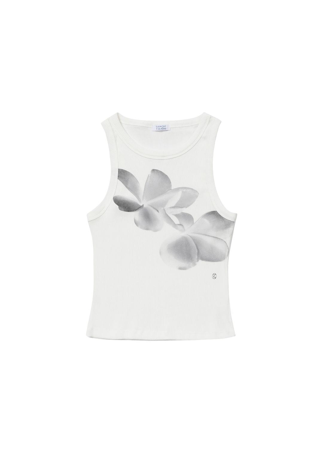 Flower Sleeveless Top_Grey