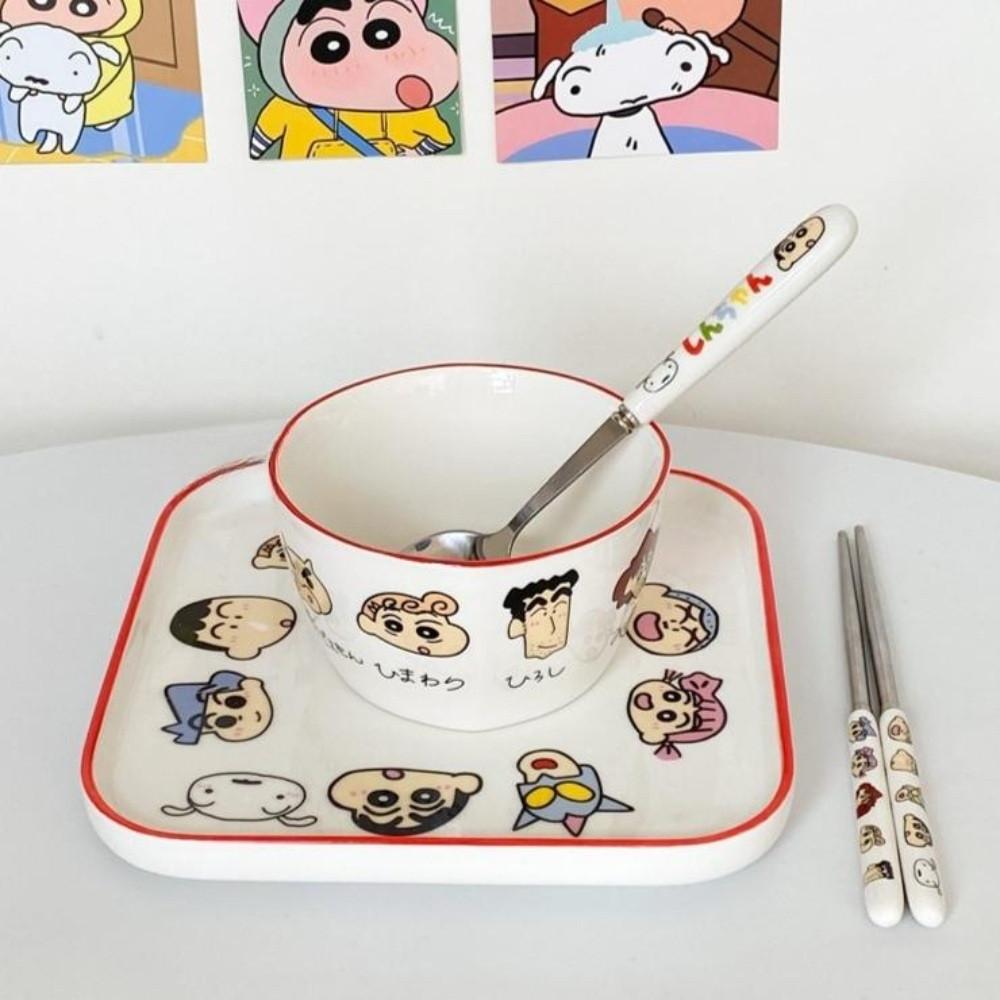 짱구 그릇 접시 숟가락 젓가락 세트 식기 주방 용품 귀여운 캐릭터 크레용신짱 굿즈