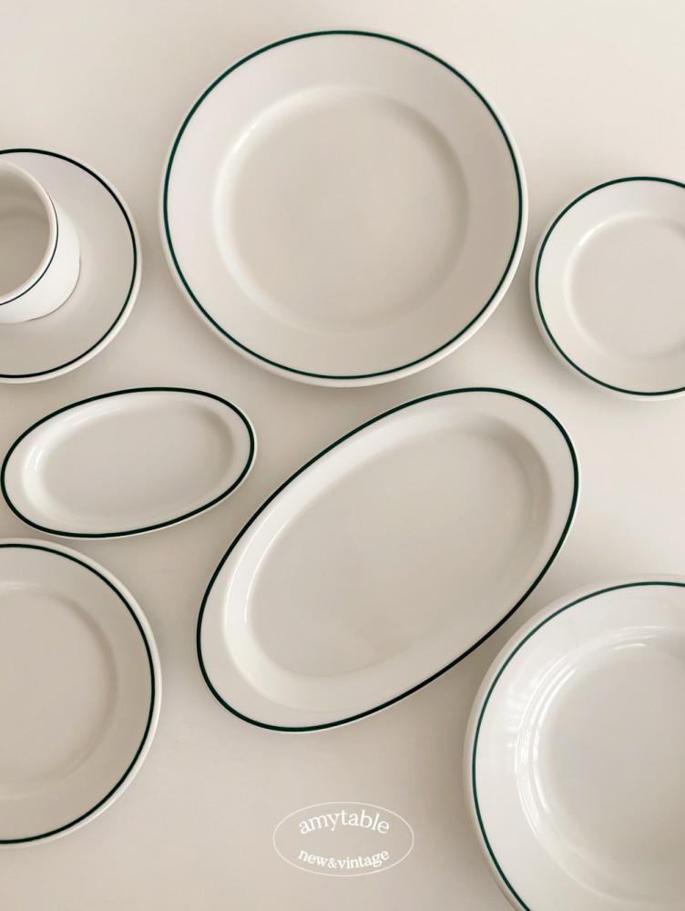 (에이미테이블) 폴바살 그린 오벌 플레이트 오발 접시