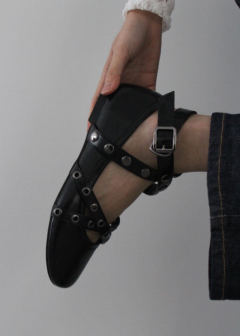STUD FLAT SHOES (2color)