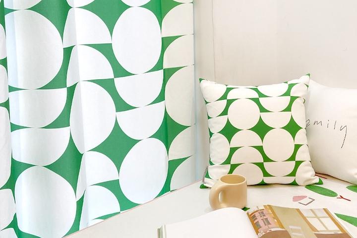 서클 그린 커튼