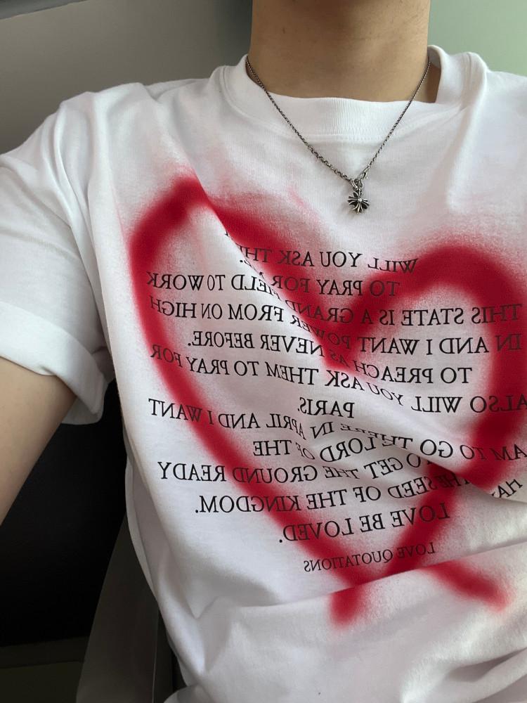 주문 폭주 남녀 공용 하트 스프레이 나염 반팔티(2C)