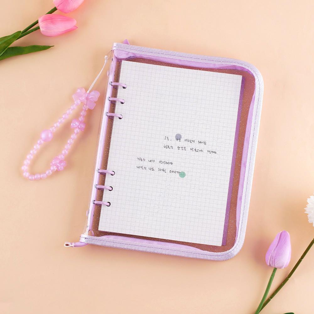 미뉴잇 투명 지퍼 다이어리 커버 6공 만년 바인더 A5