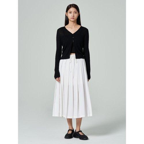 코튼 블렌드 플리츠 스커트  화이트 (323827LY61)