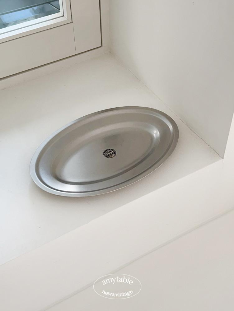 (에이미테이블) 빈티지이녹스 오발 플레이트 S