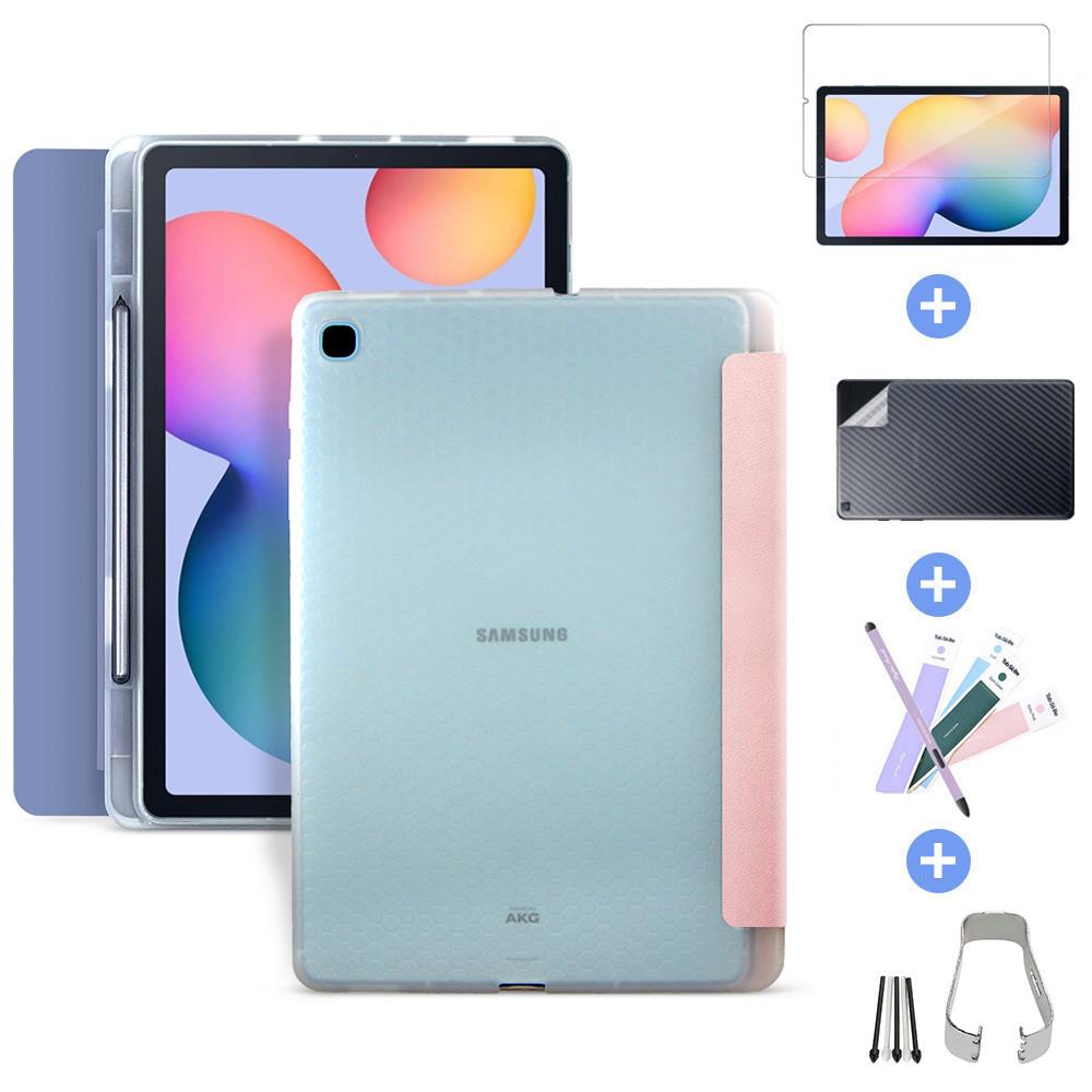 갤럭시탭 S6라이트 TPU 펜수납 북커버 케이스 강화유리1매+후면필름 P610 P615 lite