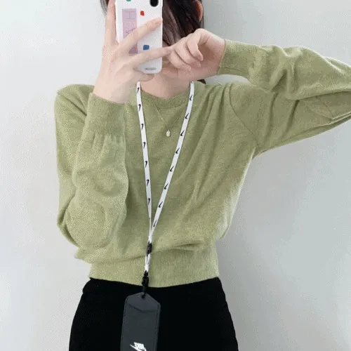 [12컬러] 포카리 라운드 크롭 긴팔 니트