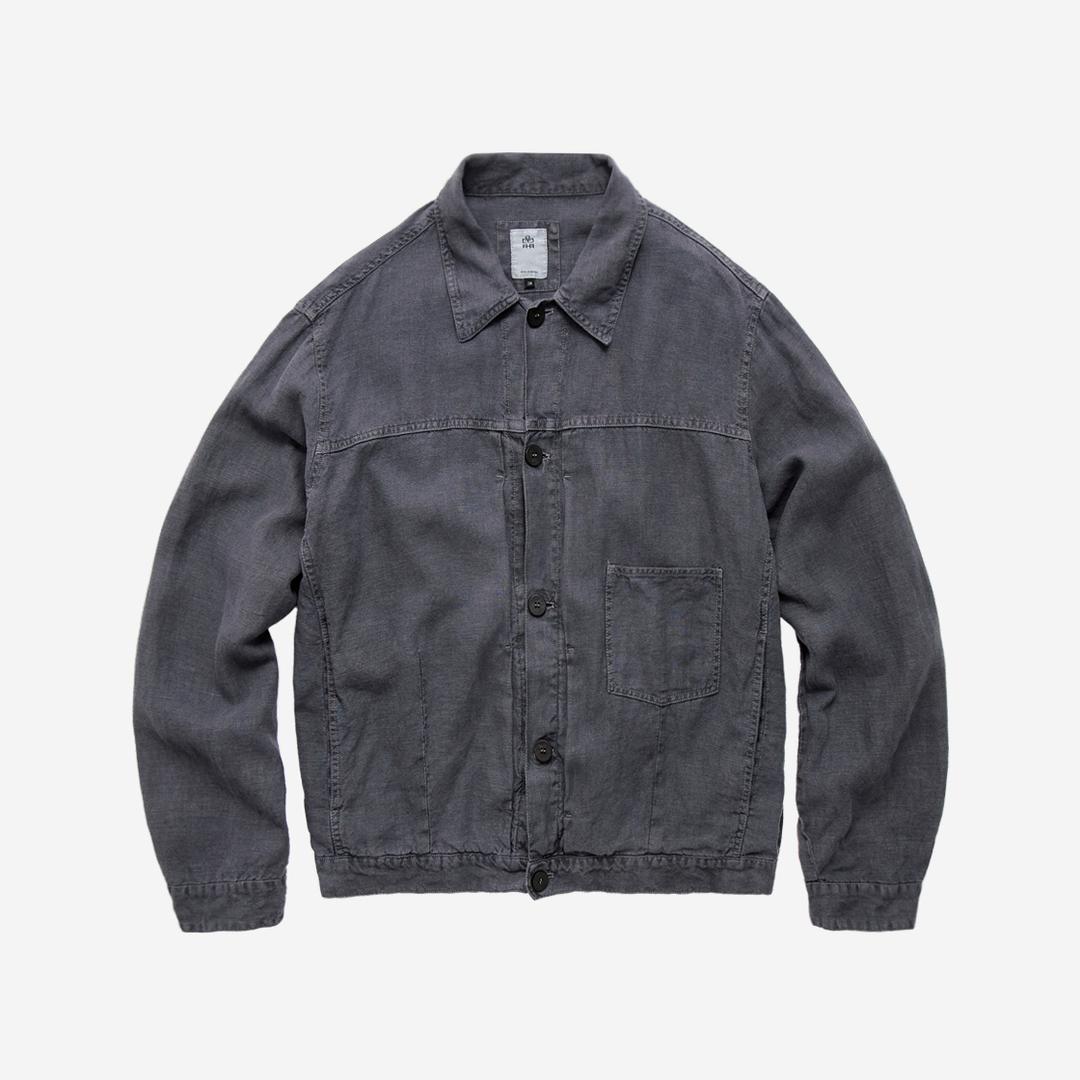 (10.15 PM6:00) linen trucker jacket - blue