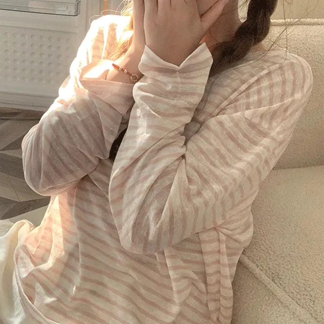 유니 단가라 스트라이프 티셔츠