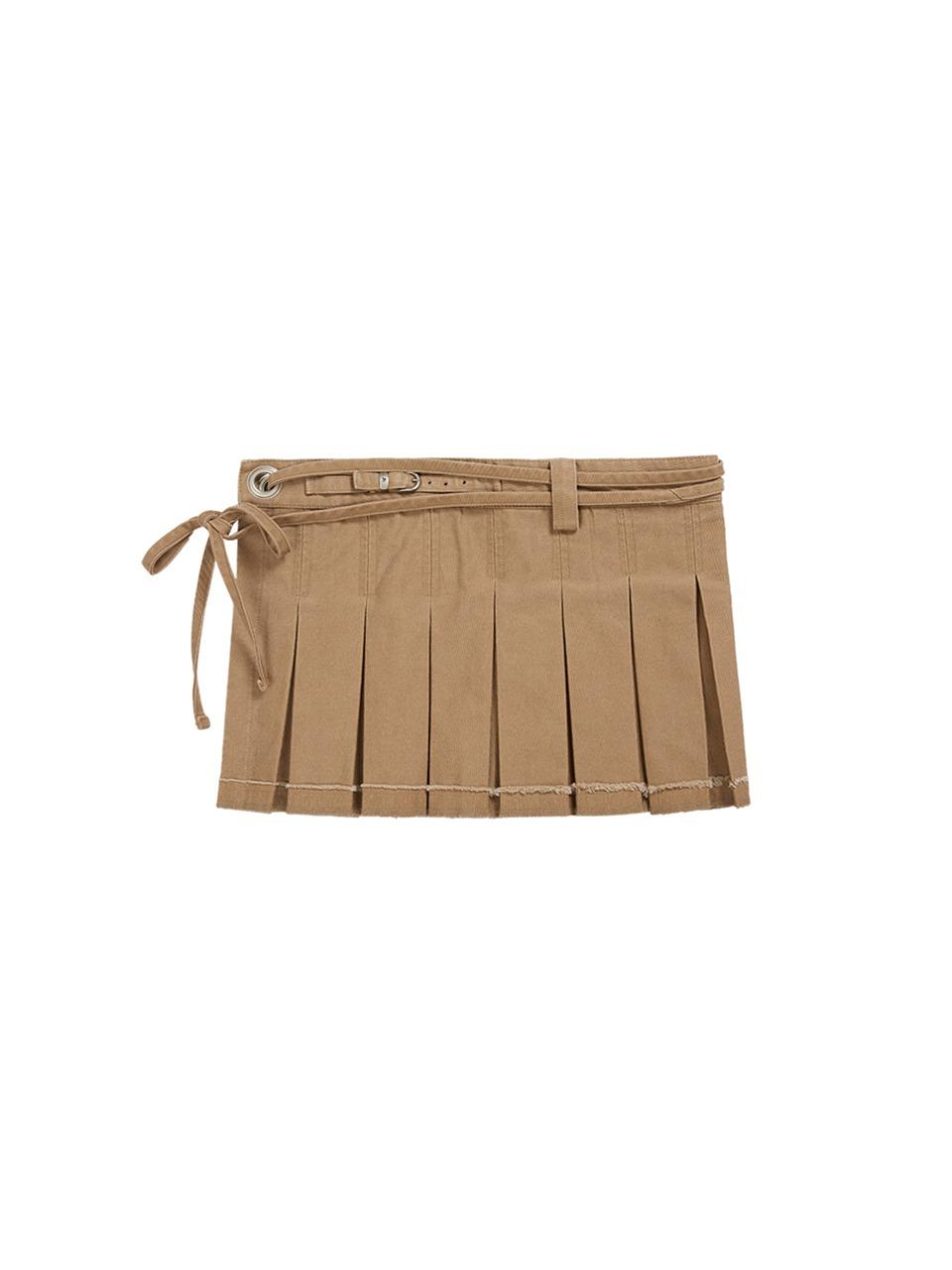 LAYERED PLEATED SKIRT_beige