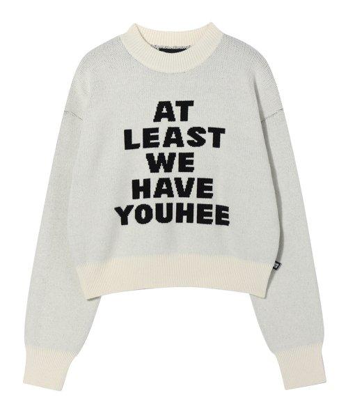 YOUHEE LETTERING PULLOVER KNIT IVORY
