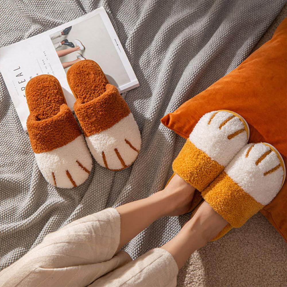 귀염뽀작 고양이 발디자인 겨울 방한 털 슬리퍼 사무실 실내화 거실화