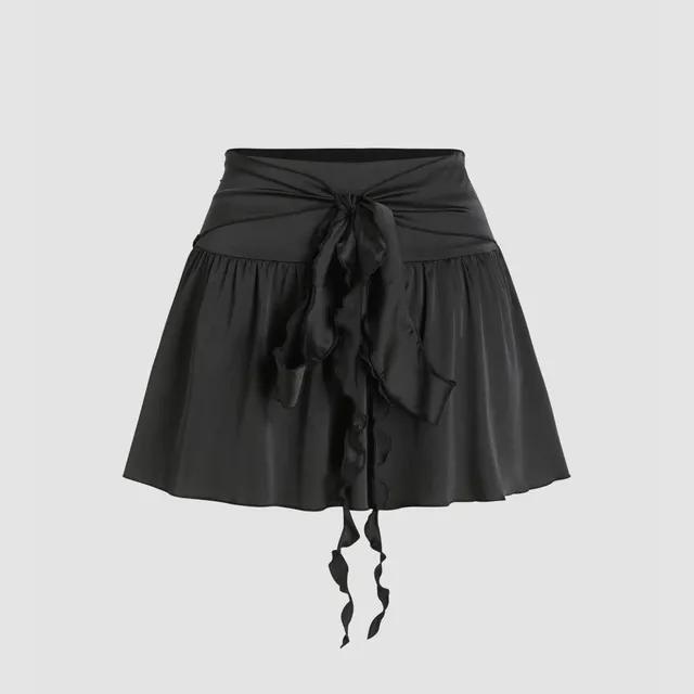 매듭 러플 하이 웨이스트 미니 스커트