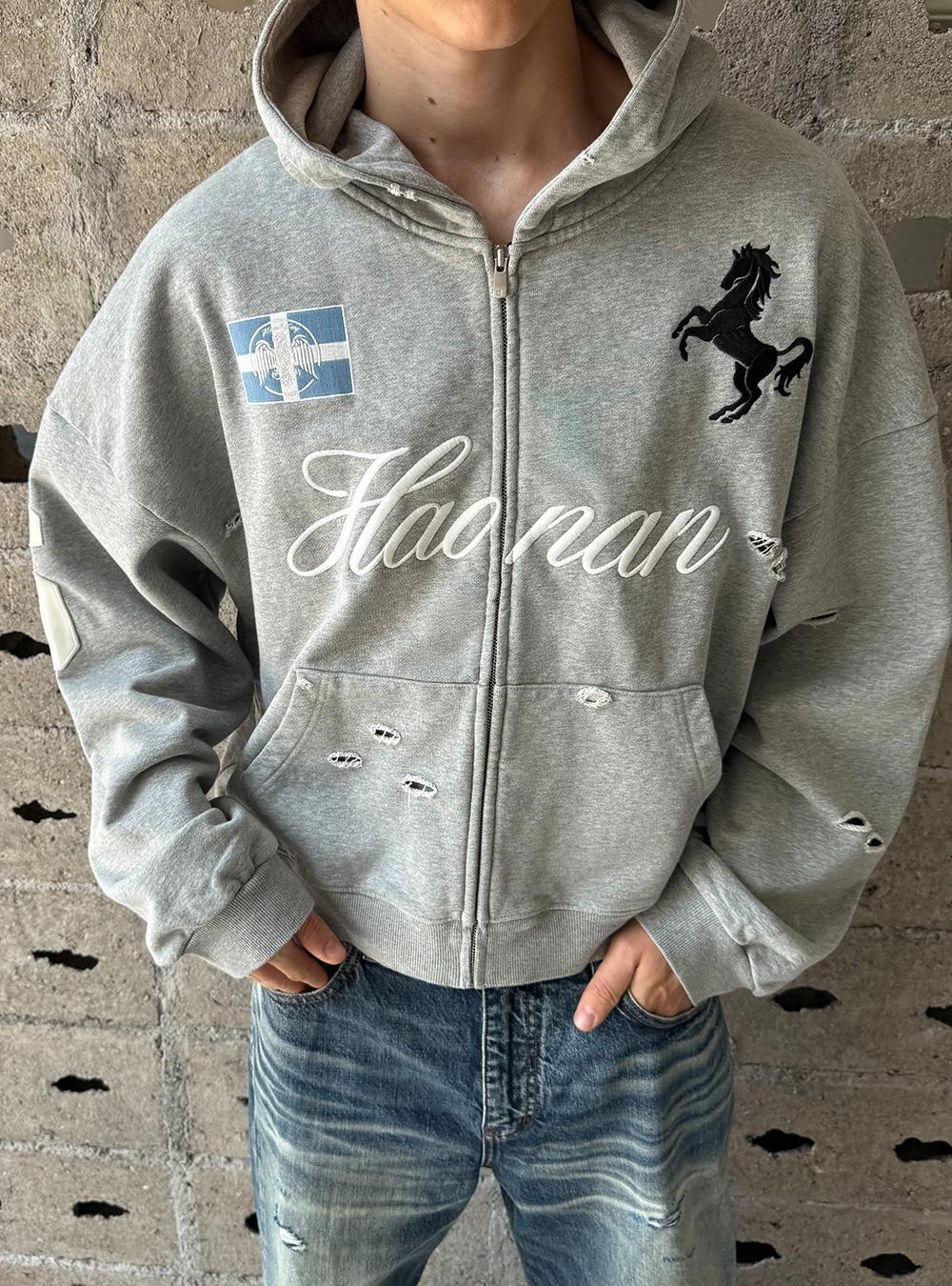 HAONAN Graphic Zip Hoodie