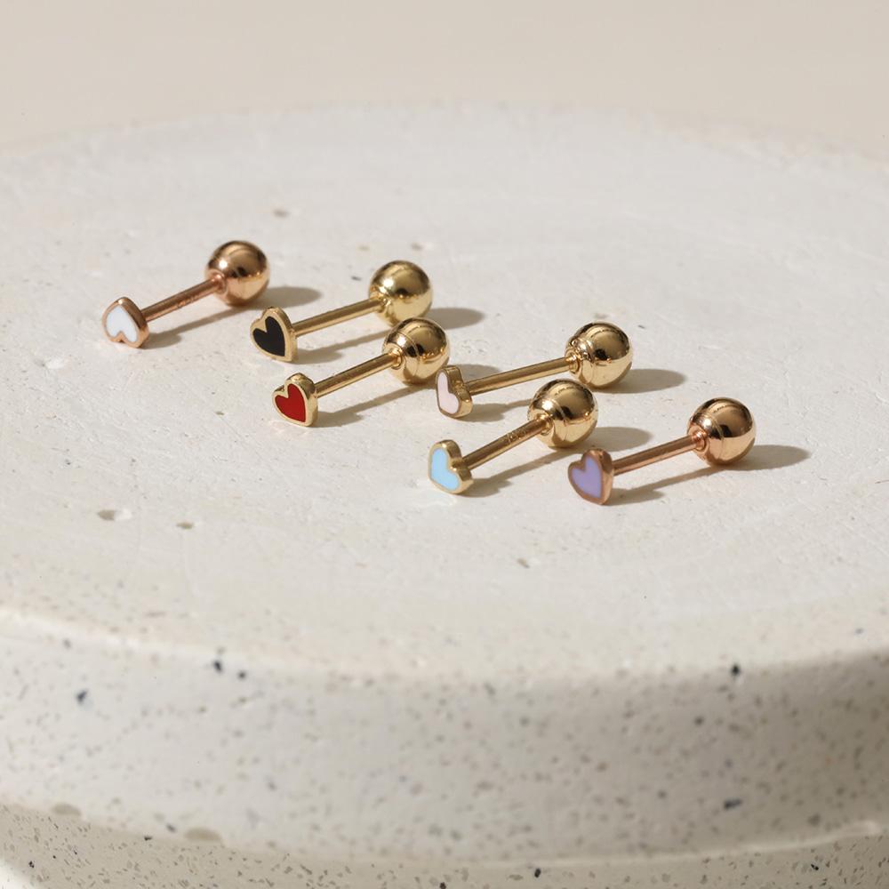 [전체14k] 초미니 파스텔 하트 골드 피어싱 귀걸이