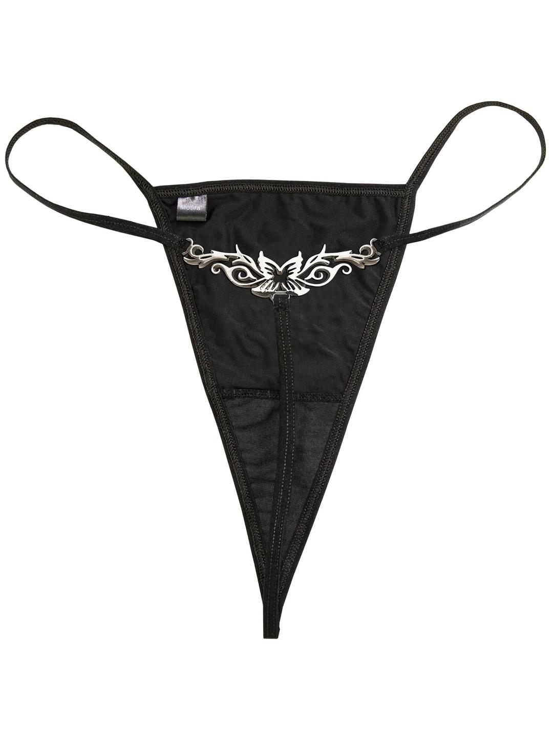 Butterfly tattoo thong | Black - XS