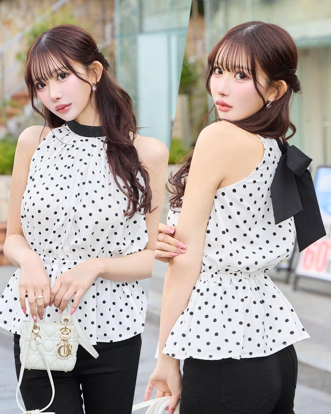 ドットリボントップス ホワイト | ファッション通販＆メディアMyColor ～マイカラー～