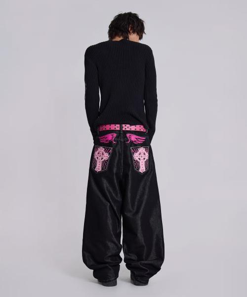 (U) 핑크 아플리케 크로스 XL 콜로서스 진 핑크 PINK APPLIQUE CROSS XL COLOSSUS JEANS PINK