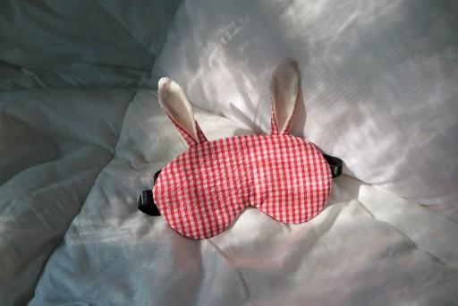 [수면안대] 레드 체크 바니 토끼안대