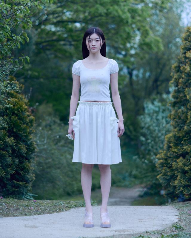 Pehrt(페르트) Mini Silk Slip Skirt & Scruch Set (Baby Blue