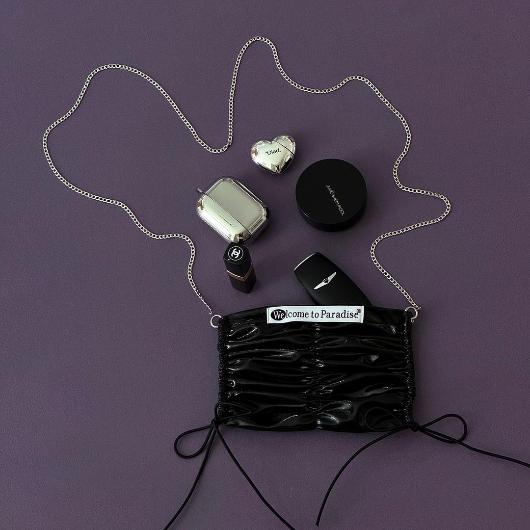 mimi bag (BlACK) + silver chain