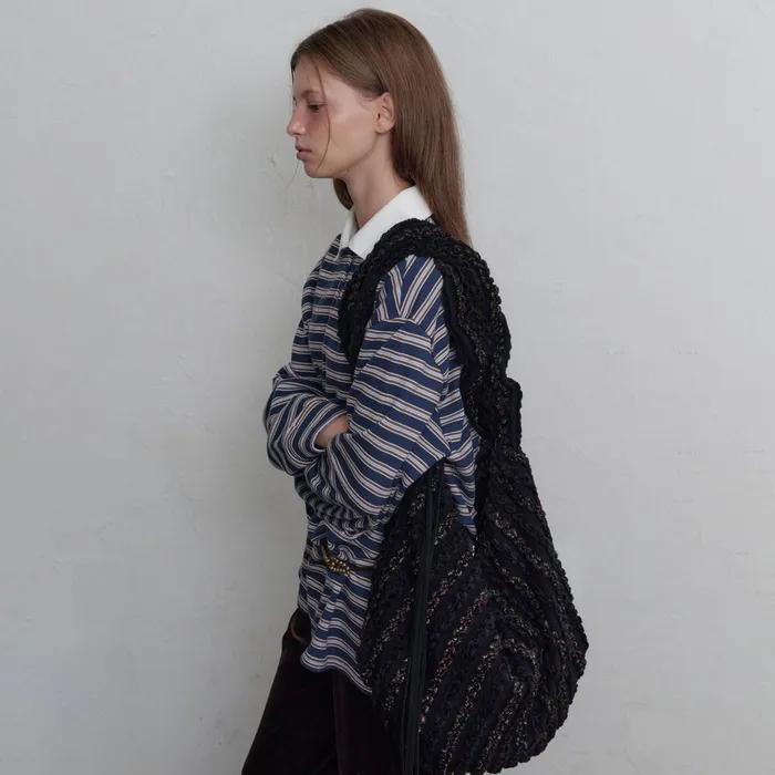 Shirring gather bag (Midnight tweed)