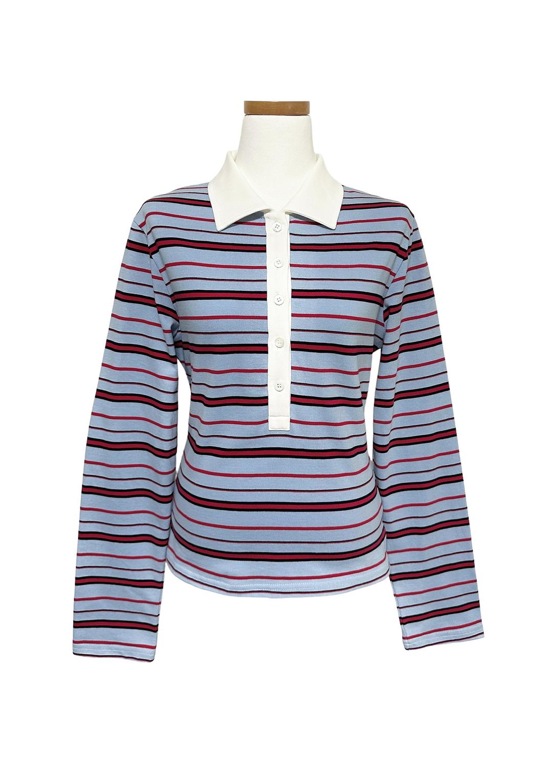stripe collar slim tee(3color)