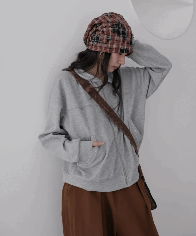 *추천* 니나 도트 배색 데일리 집업 2color