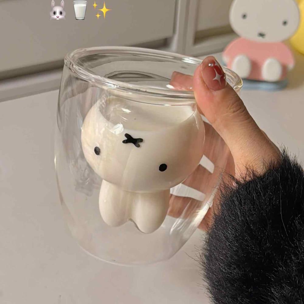 미피 내열유리컵 우유컵 이중 유리 물컵