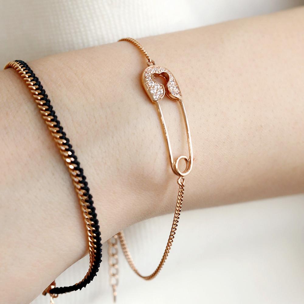 14K 18K 세이프티 핀 팔찌