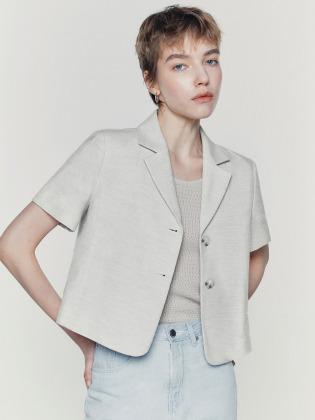 트위드 하프 크롭 자켓 라이트그레이 MDJK008LGRAY