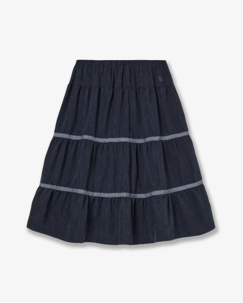 CHECK MIDI TIERED SKIRT [NAVY]